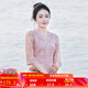 煙花燙國(guó)風(fēng)改良新中式上衣春季女2025新品復(fù)古氣質(zhì)V領(lǐng)襯衫JY 山楂 粉色印花（上衣） 2XL