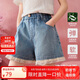 ASK JUNIOR兒童褲子25夏中大童拼接網(wǎng)紗A字短褲女童青少年牛仔褲 藍色  170 