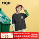 馬騎頓（MQD）男童秋季新品學(xué)院風(fēng)假兩件撞色設(shè)計感長袖T恤 深灰 150