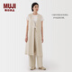 無印良品（MUJI）女式 漢麻混斜紋長款馬甲馬夾女款無袖上衣夏季 BC2LFC5S 象牙色 M （160/84A）