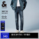杰克·瓊斯（JACK&JONES） 潮流時(shí)尚LOGO皮標(biāo)彈力修身水洗貓須舒適百搭牛仔褲男裝225132035
