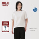 無印良品（MUJI）女式?jīng)龈蟹雷贤饩€蝙蝠袖T恤 短袖上衣打底衫女款涼感物語硬核防曬 白色 M (160/84A)