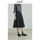 LILY2025秋新款女裝格雷系學(xué)院風(fēng)不對稱(chēng)褶皺氣質(zhì)通勤A(yíng)字裙半身裙 501灰色 M