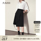 AMII2024年春新款通勤百搭不規(guī)則搭片半身裙女顯瘦高腰小A裙子 黑色 165/72A/L
