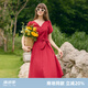 歌莉婭女裝連衣裙夏季新款v領(lǐng)短袖敬酒服裙子氣質(zhì)度假出游穿搭1C4R4K2NA 53R椒紅 M