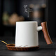 伊文大容量馬克杯陶瓷杯子家用情侶水杯對杯茶杯定制生日禮物咖啡杯 蒼山-馬克杯(棉白)+磁吸杯墊