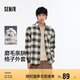森馬（Semir）長袖襯衫男純棉法蘭絨格子外套秋季情侶裝寬松上衣101524105207