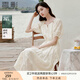 香影法式天絲連衣裙女2025夏季新款度假風(fēng)刺繡米白收腰泡泡袖裙子 米白 M 160/84A/95-110斤