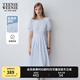 Teenie Weenie小熊女裝簡約夏氣質(zhì)設(shè)計(jì)感泡泡袖藍(lán)色連衣裙百褶裙 淺藍(lán)色 S