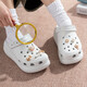 卡駱馳（crocs）男女經(jīng)典泡芙洞洞鞋休閑時(shí)尚沙灘鞋包頭涼拖鞋 207521-1NK 34-35