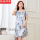 杭城印象新品100%桑蠶絲睡裙女士夏季真絲睡衣女短袖大碼薄款絲綢家居服女 優(yōu)雅小藍花 均碼 （90-168斤）