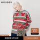 moussy 早春新品迪士尼合作款米奇圖案針織毛衣010GAL70-5080 160灰色 均碼