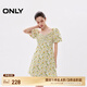 ONLY夏季時(shí)尚顯瘦泡泡袖收腰短裙連衣裙女|124207055 HB0 檸檬樹(shù)下粉底 S (160) 80A