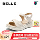 百麗（Belle）寬條帶休閑涼鞋女2025夏季新款商場(chǎng)同款真皮厚底涼鞋D6N2DBL5 米白 37 (235mm)