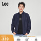 Lee25春夏新品標準版翻領小Logo男長袖牛仔襯衫 清水洗  L 
