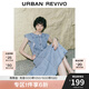 UR2025夏季新款女裝復(fù)古牛仔荷葉邊牛仔連衣裙UWG850114 藍(lán)色 M