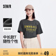 森馬短袖t恤女中長款純棉休閑風夏季寬松字母套頭衫101324100004
