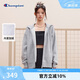 Champion冠軍簡(jiǎn)約加絨連帽衛(wèi)衣女純色基礎(chǔ)款休閑外套 淺灰色 XL 