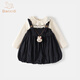 班喜迪女童連衣裙春裝新款洋氣寶寶公主裙兒童背帶裙套裝春秋小女孩裙子 黑色 100