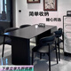 法卡威意式極簡黑色啞光巖板餐桌椅組合小戶型輕奢家用出租屋飯桌長方形 無白邊中巖通體黑巖板+碳鋼底座 160*80餐桌+六椅