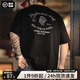 馬登工裝美式復(fù)古印第安字母印花t恤男夏季半袖衫重磅純棉短袖男款 黑色 L