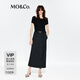MO&Co.連衣裙UPF40+防曬2025夏新品假兩件小黑裙附腰帶高腰MBE2DRS043 黑色 S