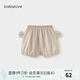 babylove嬰兒短褲夏季薄款純棉紗布透氣男女寶寶大pp褲可愛百搭兒童褲子 燕麥米 80