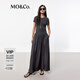 MO&Co.連衣裙春夏彈力莫代爾拼接砂洗銅氨絲天絲高腰長(zhǎng)裙摩安珂夏 深灰色 S 160
