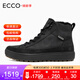 ECCO愛步男鞋 高幫系帶休閑鞋防水保暖高幫鞋加絨 柔酷450444【現(xiàn)貨】 黑色450444-51052 39
