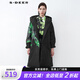 sdeer圣迪奧女裝休閑連帽撞色膠印長(zhǎng)款黑色羽絨服S21482495 黑色/91 M/165