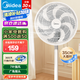 美的（Midea）電風(fēng)扇落地扇家用七葉辦公室輕音電扇立式大風(fēng)量節(jié)能易拆洗節(jié)能宿舍電扇 【全新升級(jí)7葉加高大網(wǎng)罩】白色