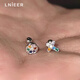 Lnieer925銀彩色十字架耳釘女養(yǎng)耳洞小耳環(huán)睡覺免摘螺絲擰扣耳骨釘耳飾 圓形彩石一對【925銀】
