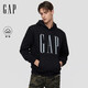 GAP【情人節(jié)】男女裝秋季新款logo印花抓絨寬松套頭連帽衫衛(wèi)衣786923