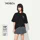 MO&Co.短袖T恤2025夏新品接觸瞬間涼感涂鴉字體印花寬松上衣MBE2TEET12 黑色 XS /155