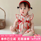 優(yōu)奇嬰兒衣服女寶寶夏季薄款無袖包屁衣嬰兒滿月服女童紅色喜慶周歲服
