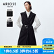 艾諾絲雅詩【商場同款】春秋款OL風(fēng)中長款高腰時尚馬甲外套女20211503 黑色 M