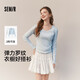 森馬（Semir）t恤女短款大圓領(lǐng)修身顯瘦2025春秋純色上衣內搭109125101011
