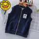 G.duck兒童純棉馬甲無(wú)袖背心男童春秋裝純棉馬夾寶寶背心兒坎肩拉鏈開(kāi)衫 藏青色 140 cm適合130-140cm年齡8-9歲