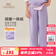 英氏（YEEHOO）女童加絨褲子兒童衛褲秋冬季保暖加厚休閑中大童裝洋氣秋冬裝新款 糖果字母薰衣草紫 140 cm