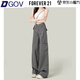 DGOV水泥灰美式闊腿工裝褲女2025新款休閑百搭款復(fù)古高腰直筒牛仔褲子 灰色長(zhǎng)褲（zt） S 【80-95斤】