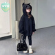 WVD女童連帽運動衫春秋2025新款洋派兒童春裝超好看衣服女大童黑色上 黑色厚棉T 黑色厚棉T 120 CM身高110-