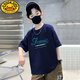 G.duck兒童裝男童t恤短袖2026年夏季新款韓版透氣大童棉質(zhì)半袖男孩上衣 藏青色 170 建議身高160-170cm 13-15歲