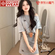 SNYDER WEAR露肩韓系減齡時尚套裝裙女夏季新款收腰小個子斜肩短袖短裙兩件套 上衣+裙子兩件套 裙子有內(nèi)襯 S 【建議80-95斤】