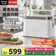 松下（Panasonic）【國家補貼】電加熱飯盒插電可蒸煮小型多功能保溫飯盒雙層304不銹鋼熱飯神器便攜加熱便當(dāng)盒B21S 1.5L 白色【不銹鋼雙層內(nèi)膽】