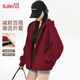 班尼路（Baleno）寬松連帽衛衣女韓系慵懶風(fēng)2025新款外套女灰色拉鏈開(kāi)衫上衣服春秋