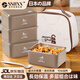 SSIIXX日本品牌保溫飯盒上班族可微波爐加熱多層不銹鋼便當(dāng)盒學(xué)生小餐盒 304棕色-四個(gè)裝 2000ml 配保溫袋