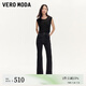 VEROMODA牛仔褲女24秋季新款喇叭褲高腰水鉆加絨通勤324332075 深牛仔灰色 165/68A/M