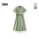 森馬（Semir）[商場(chǎng)同款]連衣裙女襯衫領(lǐng)開(kāi)叉2025夏腰帶工裝裙復(fù)古101325114057
