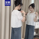 羅蒙（ROMON）刺繡圓領(lǐng)短袖襯衫女夏季新款小個(gè)子休閑顯瘦文藝別致漂亮小衫上衣 白色 L 115-130斤