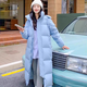 東北哈爾濱旅游防寒保暖鵝絨羽絨服男女士長款加厚中長羽絨衣外套 冰川藍白鵝絨 男女同款 M 充線量300克110斤-125斤